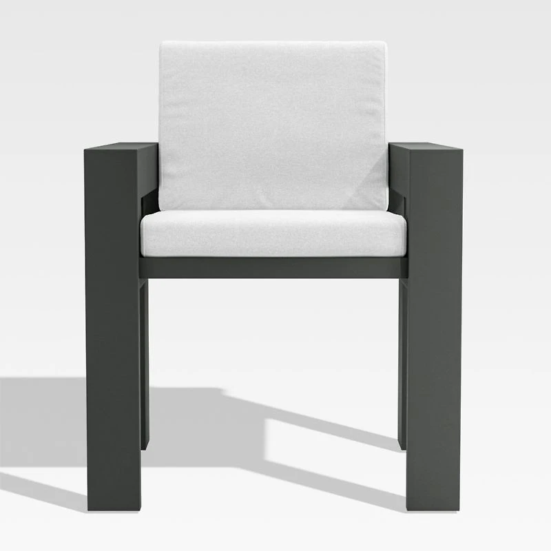 Walker Metal Outdoor Dining Armchair with Canvas White Sunbrella ® Cushions