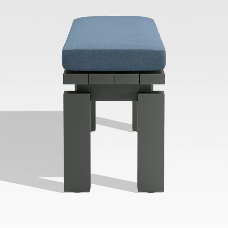Walker Metal Outdoor Dining Bench with Sapphire Sunbrella ® Cushion