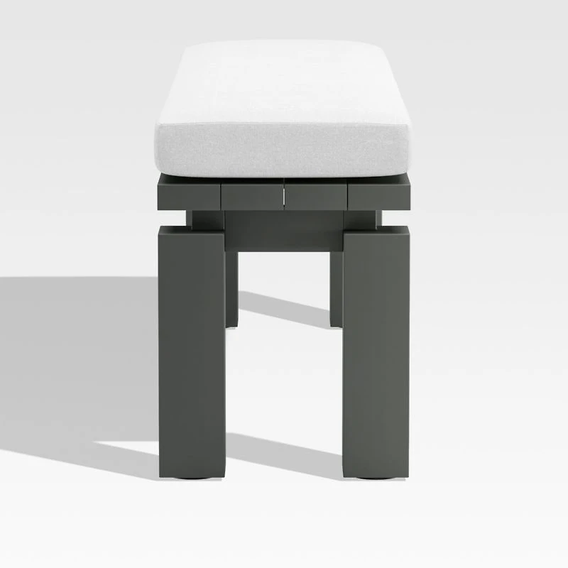 Walker Metal Outdoor Dining Bench with Canvas White Sunbrella ® Cushions