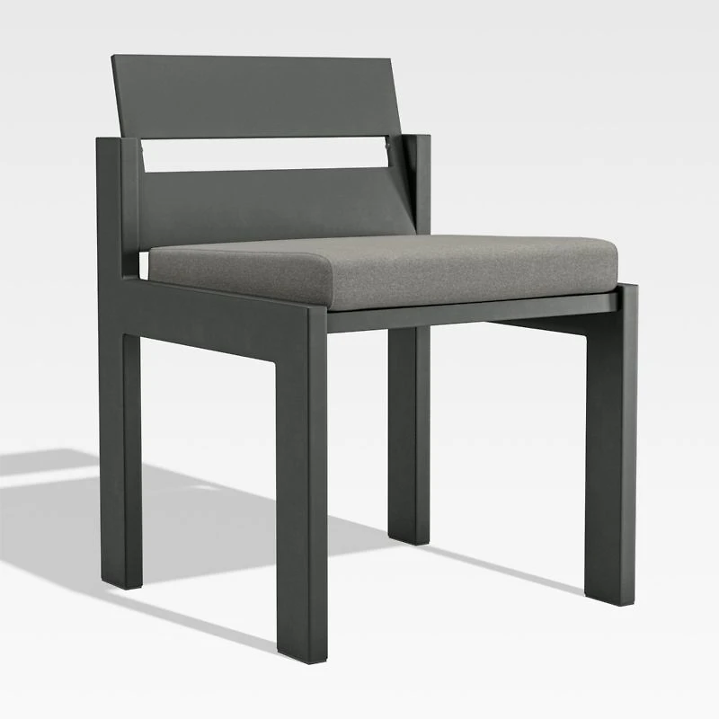 Walker Metal Outdoor Dining Chair with Canvas Charcoal Sunbrella ® Cushions