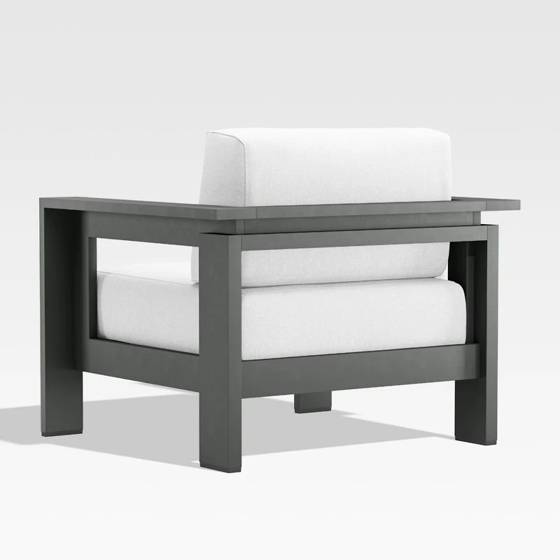 Walker Metal Outdoor Lounge Chair with Canvas White Sunbrella ® Cushions