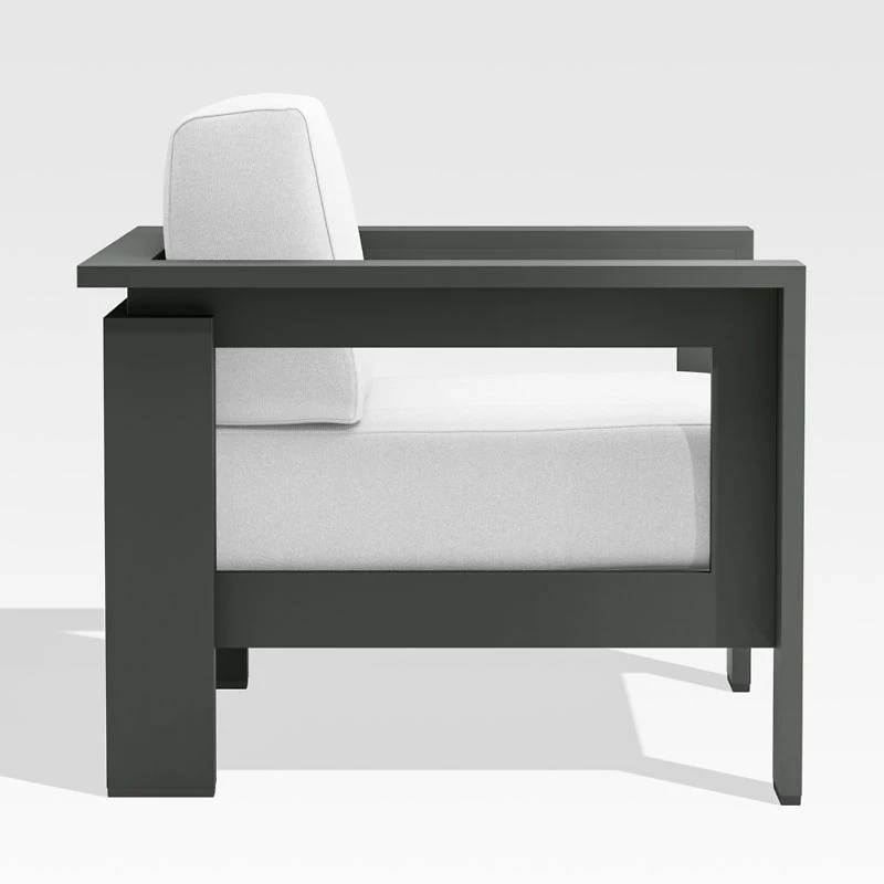 Walker Metal Outdoor Lounge Chair with Canvas White Sunbrella ® Cushions