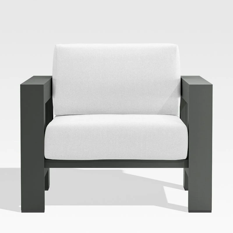 Walker Metal Outdoor Lounge Chair with Canvas White Sunbrella ® Cushions