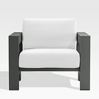 Walker Metal Outdoor Lounge Chair with Canvas White Sunbrella ® Cushions