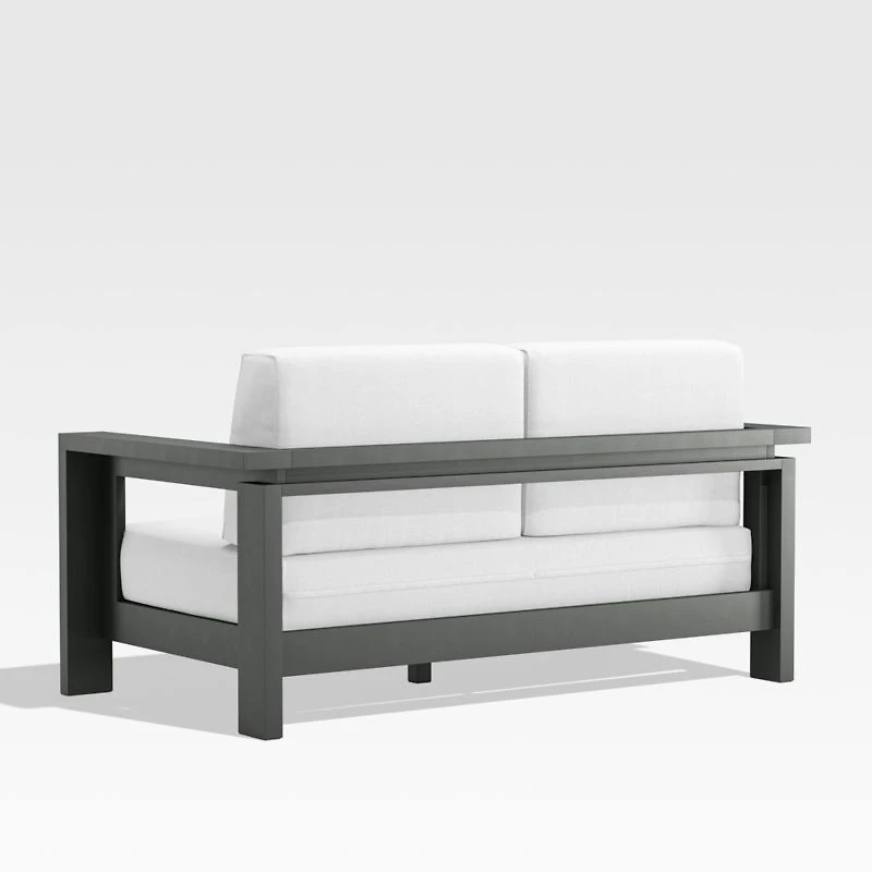 Walker 63" Metal Outdoor Loveseat with Canvas White Sunbrella ® Cushions