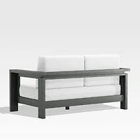 Walker 63" Metal Outdoor Loveseat with Canvas White Sunbrella ® Cushions