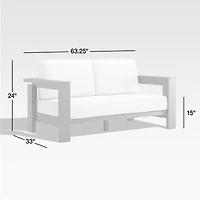 Walker 63" Metal Outdoor Loveseat with Canvas White Sunbrella ® Cushions