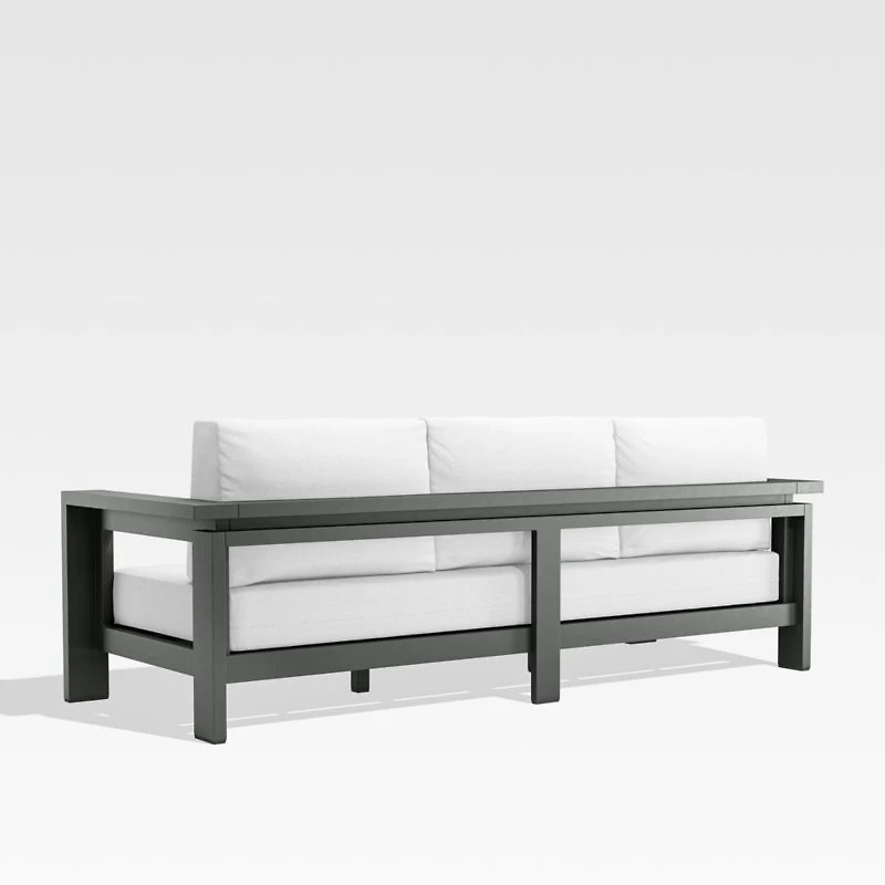 Walker 63" Metal Outdoor Loveseat with Canvas White Sunbrella ® Cushions