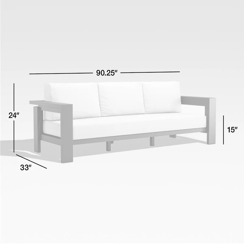 Walker 90" Metal Outdoor Sofa with Cast Ash Brown Sunbrella ® Cushions