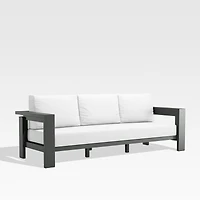Walker 63" Metal Outdoor Loveseat with Canvas White Sunbrella ® Cushions