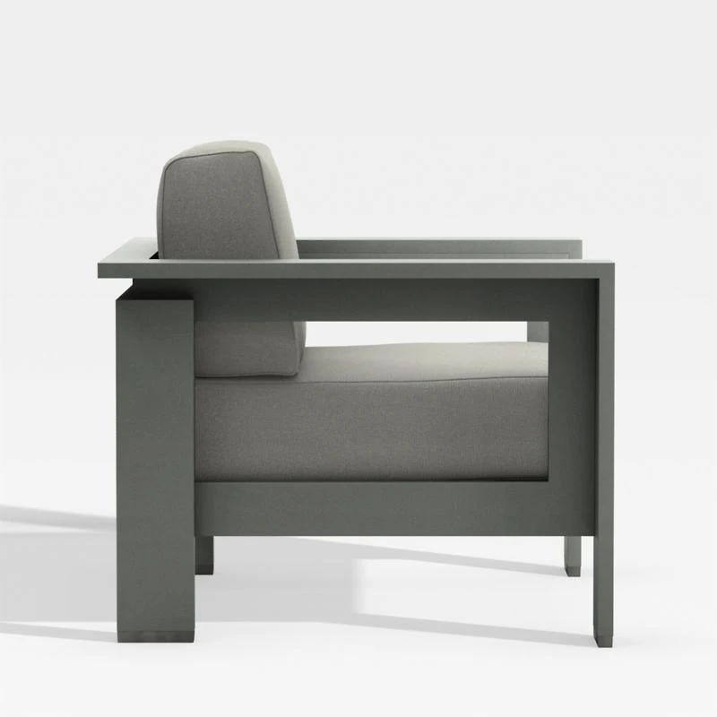 Walker Metal Outdoor Lounge Chair with Canvas Charcoal Sunbrella ® Cushions