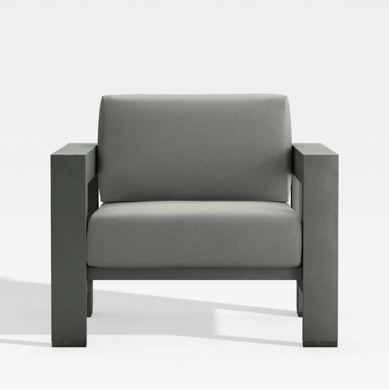 Walker Metal Outdoor Lounge Chair with Canvas Charcoal Sunbrella ® Cushions