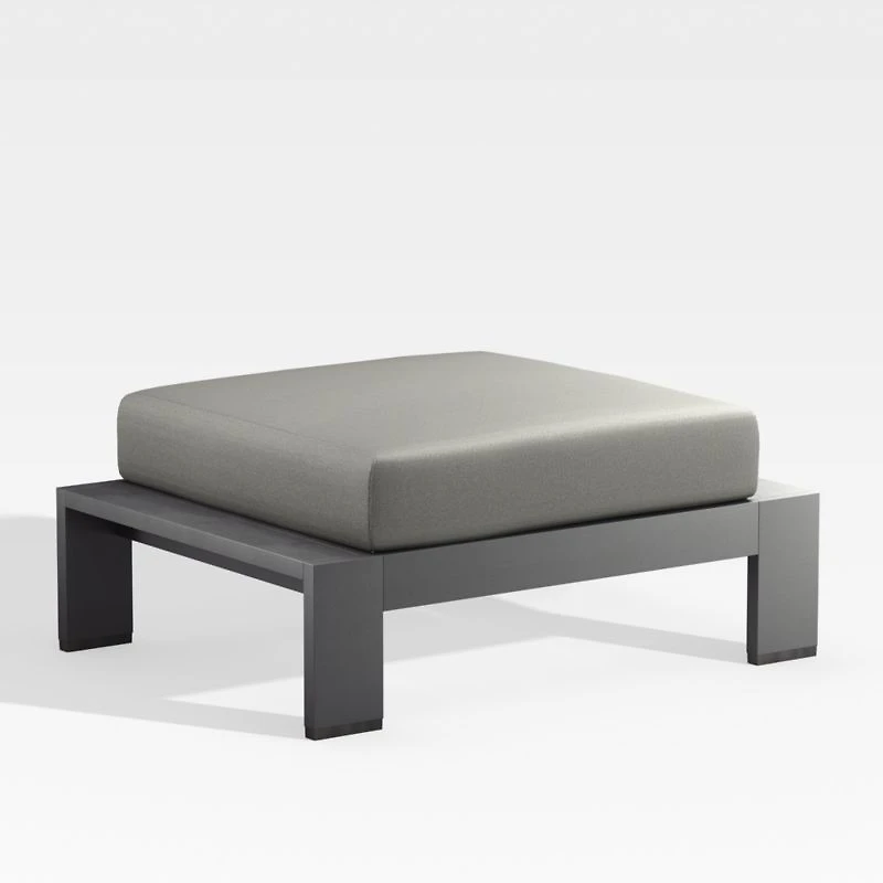 Walker Metal Outdoor Ottoman with Canvas Charcoal Sunbrella ® Cushions