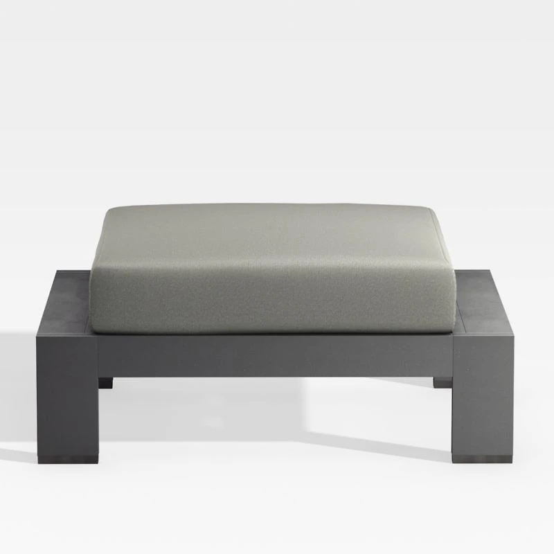 Walker Metal Outdoor Ottoman with Canvas Charcoal Sunbrella ® Cushions