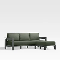 Walker 2-Piece Right Arm Chaise Metal Outdoor Sectional with Cast Sage Green Sunbrella ® Cushionsl