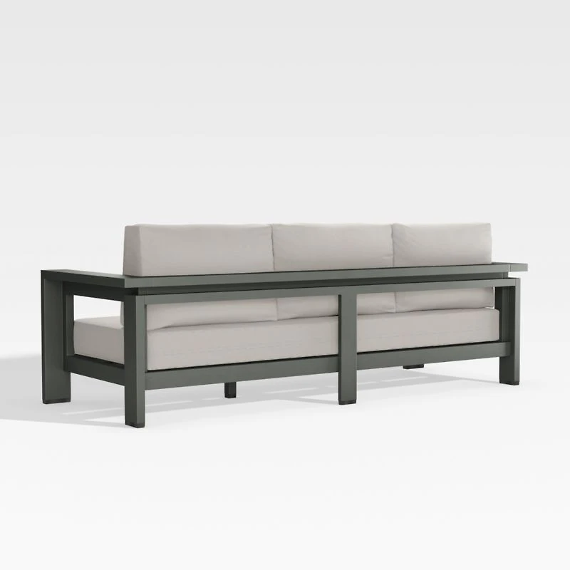 Walker 90" Metal Outdoor Sofa with Cast Ash Brown Sunbrella ® Cushions