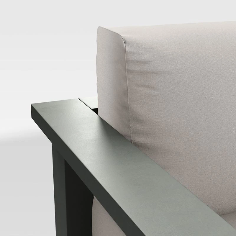 Walker 90" Metal Outdoor Sofa with Cast Ash Brown Sunbrella ® Cushions