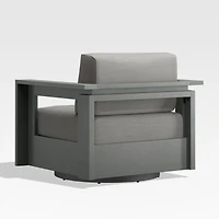 Walker Metal Outdoor Swivel Lounge Chair with Canvas Charcoal Sunbrella ® Cushions