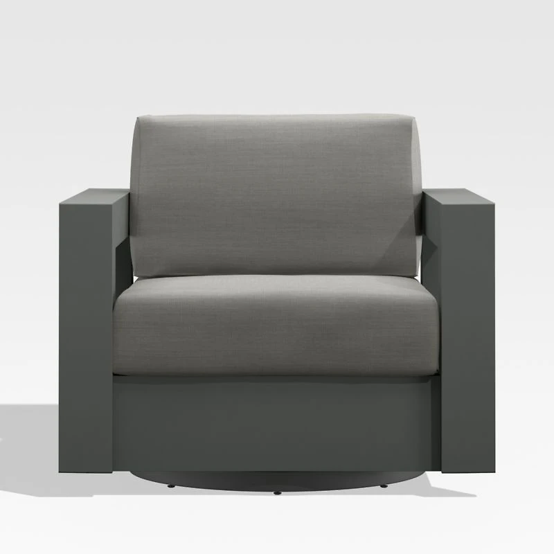 Walker Metal Outdoor Swivel Lounge Chair with Canvas Charcoal Sunbrella ® Cushions