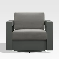 Walker Metal Outdoor Swivel Lounge Chair with Canvas Charcoal Sunbrella ® Cushions