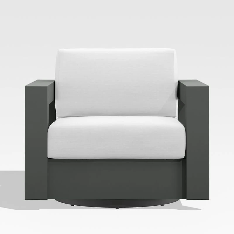 Walker Metal Outdoor Swivel Lounge Chair with Canvas White Sunbrella ® Cushions