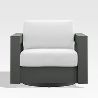 Walker Metal Outdoor Swivel Lounge Chair with Canvas White Sunbrella ® Cushions