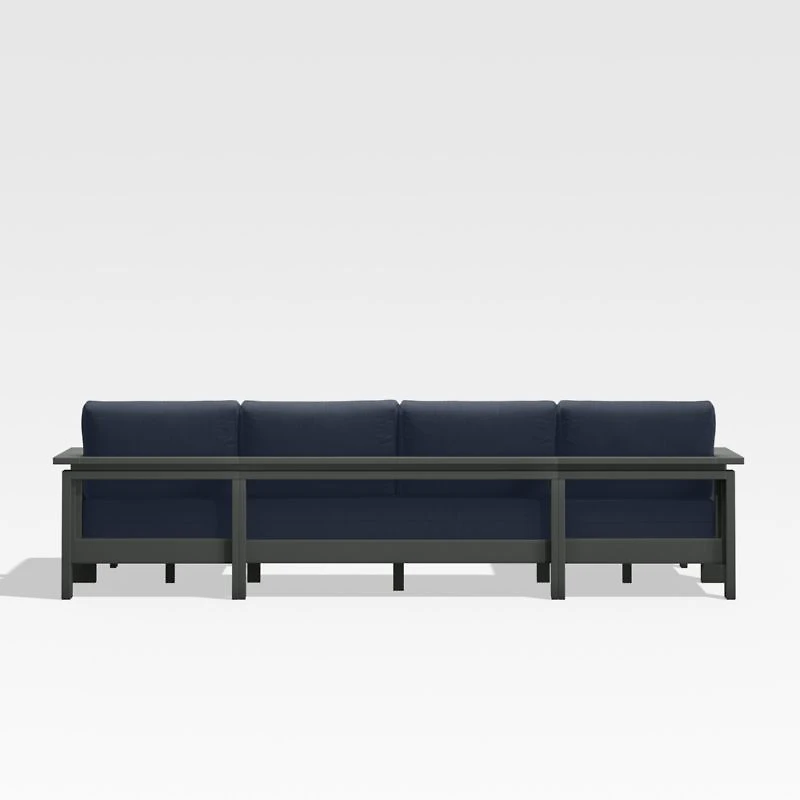Walker Metal Double-Chaise Outdoor Sectional Sofa with Canvas Navy Blue Sunbrella ® Cushions