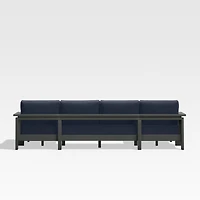 Walker Metal Double-Chaise Outdoor Sectional Sofa with Canvas Navy Blue Sunbrella ® Cushions