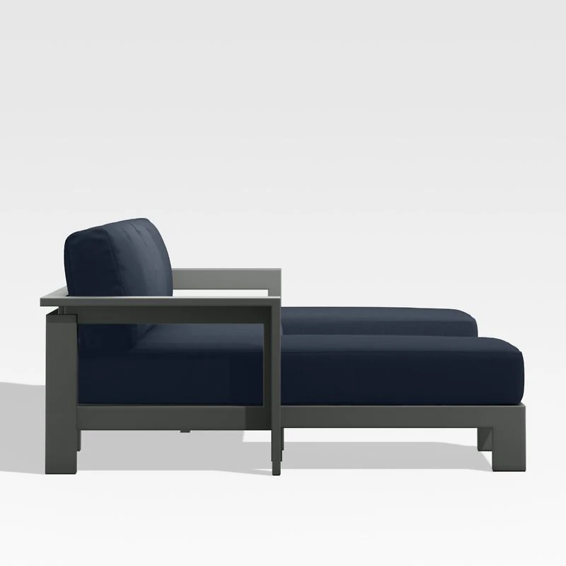 Walker Metal Double-Chaise Outdoor Sectional Sofa with Canvas Navy Blue Sunbrella ® Cushions