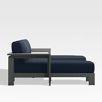 Walker Metal Double-Chaise Outdoor Sectional Sofa with Canvas Navy Blue Sunbrella ® Cushions
