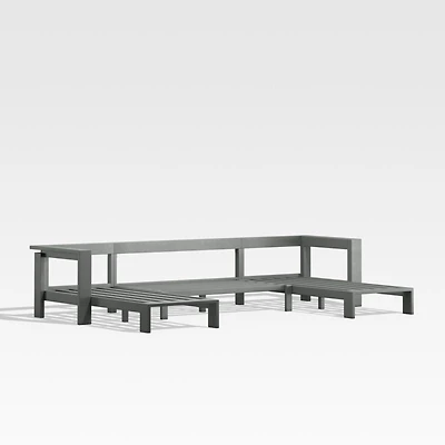 Walker Black Metal U-Shaped Outdoor Sectional Sofa Frame
