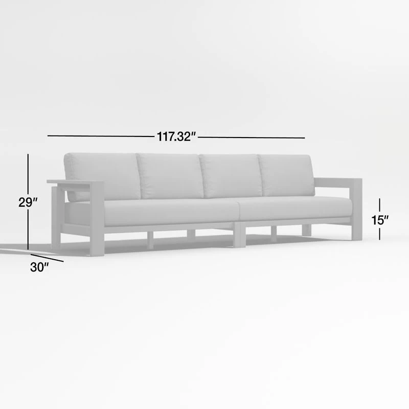 Walker 117" 2-Piece Metal Sectional Sofa with Canvas Charcoal Sunbrella ® Cushions