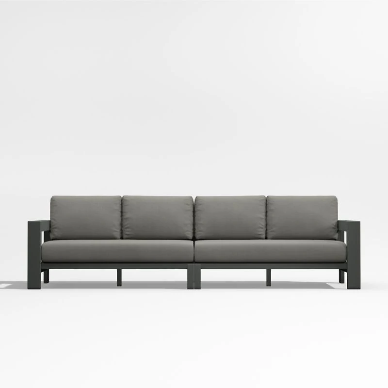 Walker 117" 2-Piece Metal Sectional Sofa with Canvas Charcoal Sunbrella ® Cushions