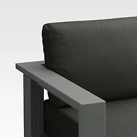 Walker Metal 4-Piece Right Arm Chaise Outdoor Sectional Sofa with Cast Charcoal Grey Sunbrella ® Cushions