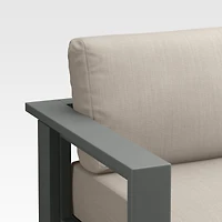 Walker Metal 4-Piece Left Arm Chaise Outdoor Sectional Sofa with Canvas Flax Beige Sunbrella ® Cushions