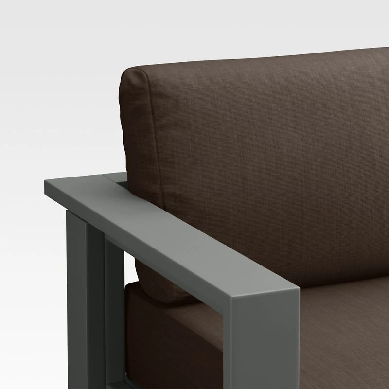 Walker Metal 4-Piece Left Arm Chaise Outdoor Sectional Sofa with Canvas Java Brown Sunbrella ® Cushions