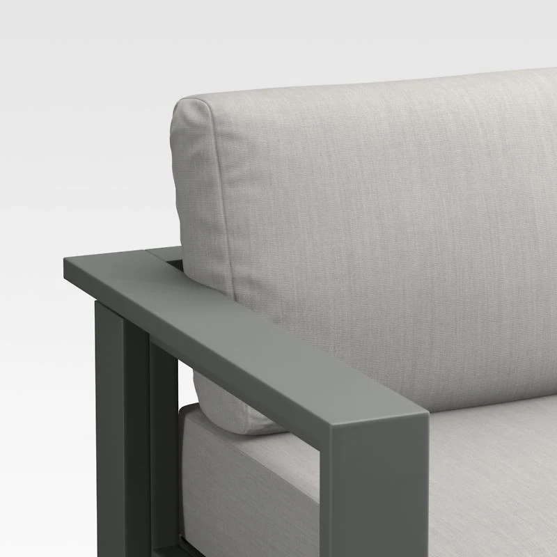 Walker 2-Piece Left Arm Chaise Metal Outdoor Sectional with Cast Silver Sunbrella ® Cushions
