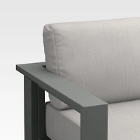 Walker 2-Piece Left Arm Chaise Metal Outdoor Sectional with Cast Silver Sunbrella ® Cushions