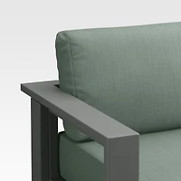 Walker Metal 4-Piece Right Arm Chaise Outdoor Sectional Sofa with Canvas Spa Blue Sunbrella ® Cushions
