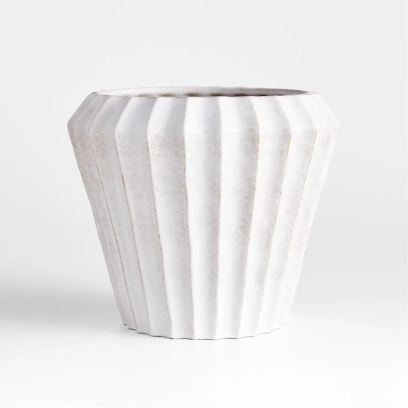 Warren Medium White Ridge Ceramic Indoor/Outdoor Planter