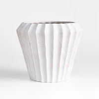 Warren Medium White Ridge Ceramic Indoor/Outdoor Planter