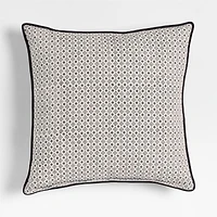 Washed Cotton 23"x23" Olive Green Floral Reversible Hand Printed Throw Pillow with Feather Insert