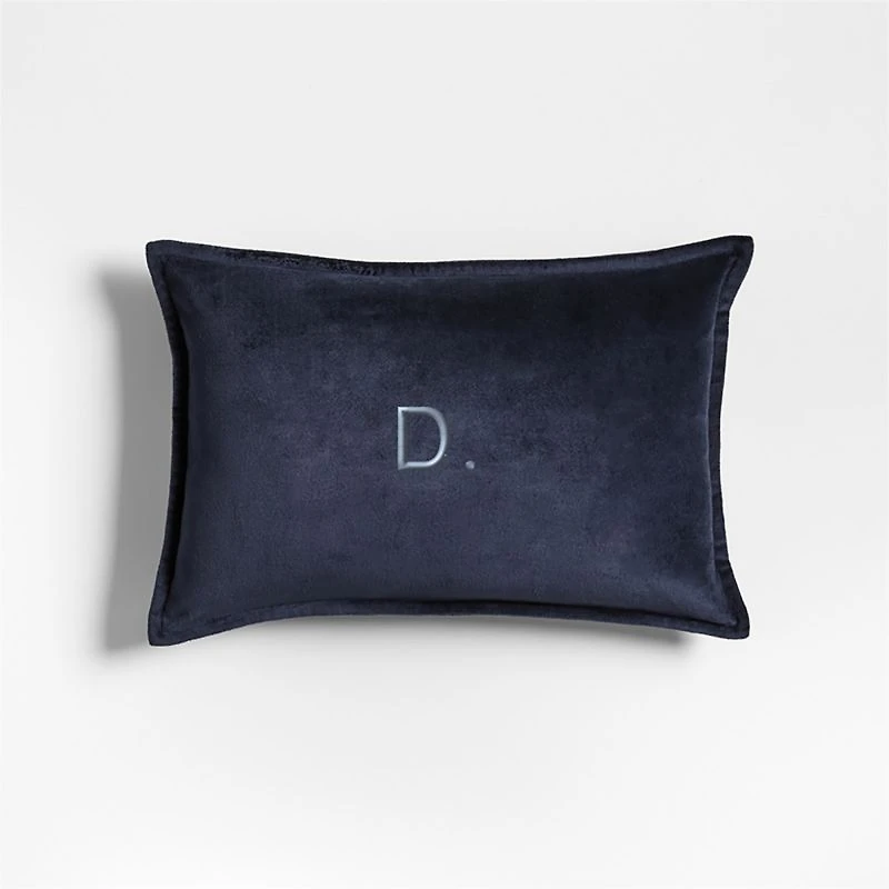 Organic Washed Cotton Velvet 18"x12" Indigo Blue Throw Pillow Cover