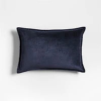 Organic Washed Cotton Velvet 18"x12" Indigo Blue Throw Pillow Cover