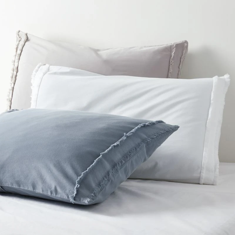 Organic Cotton Grey Eyelash Fringe Full/Queen Duvet Cover
