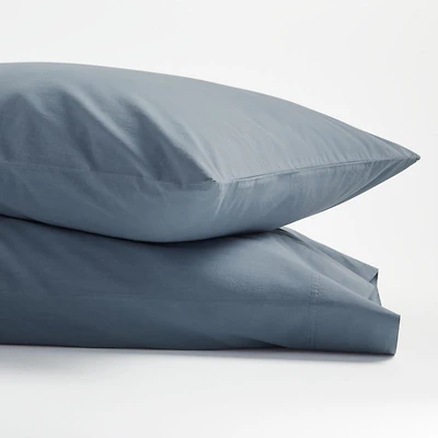 Organic Cotton Blue King Pillowcases, Set of 2