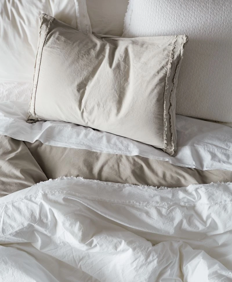 Organic Cotton Grey Eyelash Fringe Full/Queen Duvet Cover