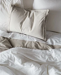 Organic Cotton Grey Eyelash Fringe Full/Queen Duvet Cover