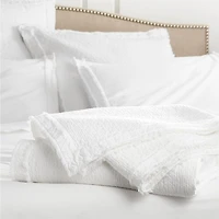 Organic Cotton White Eyelash Fringe King Coverlet