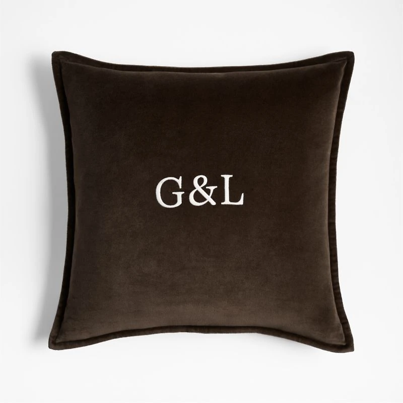 Deep Brown 20"x20" Washed Organic Cotton Velvet Throw Pillow Cover